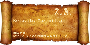 Kolovits Maximilla névjegykártya